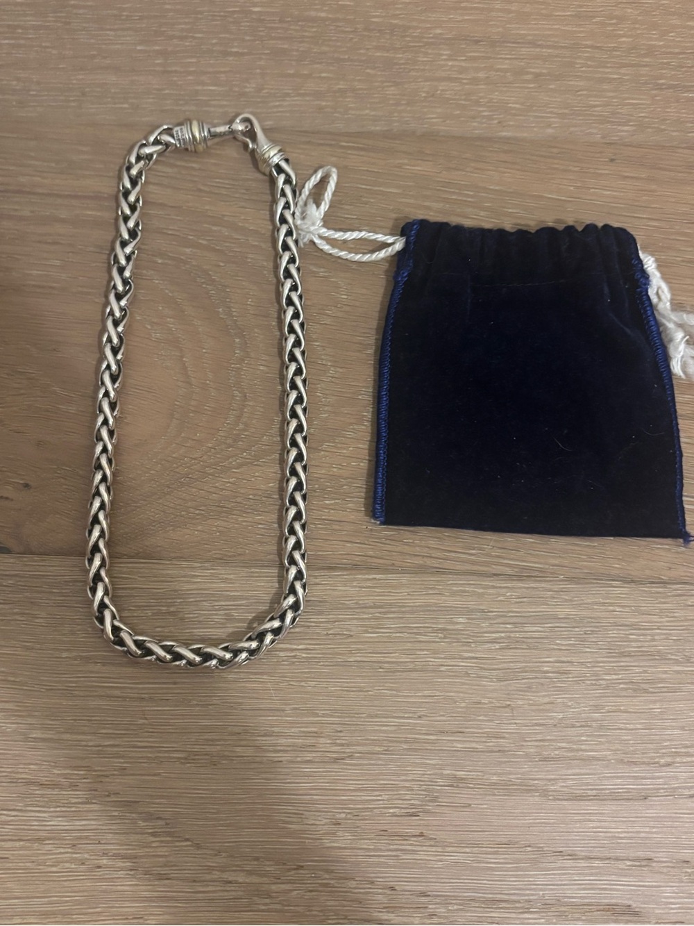 David Yurman 925 Sterling Silver Wheat Chain Necklace 17.5” 95.38g 585 Gold
